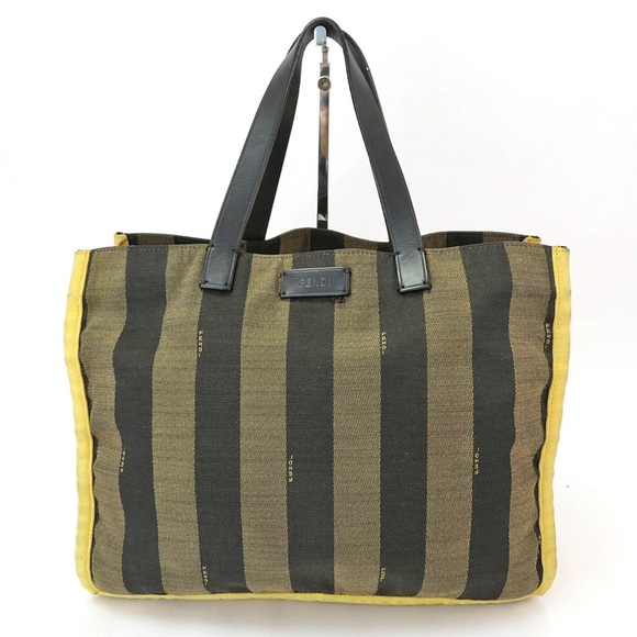 Fendi Yellow and Black Striped Tote - Picture 2 of 14